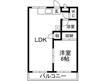 モギハイツ C(1LDK/2階)の間取り写真