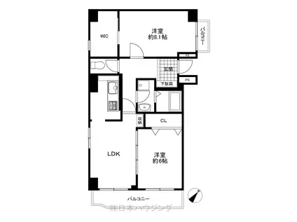ヒルズ大倉山(2LDK/2階)の間取り写真