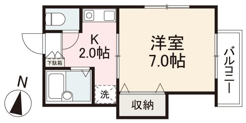 リバティハイツ(1K/2階)の間取り写真