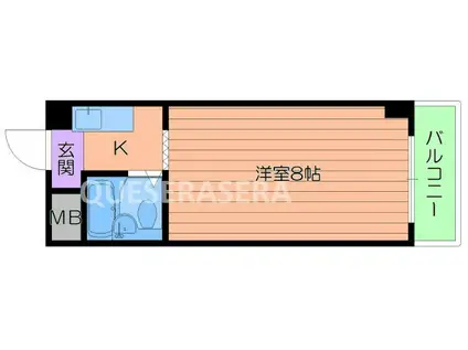 クリスタルコート66(1K/6階)の間取り写真