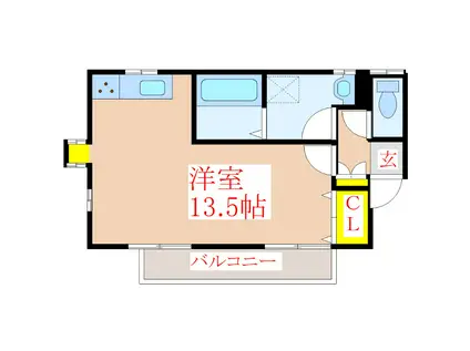 シオン隼人(ワンルーム/2階)の間取り写真