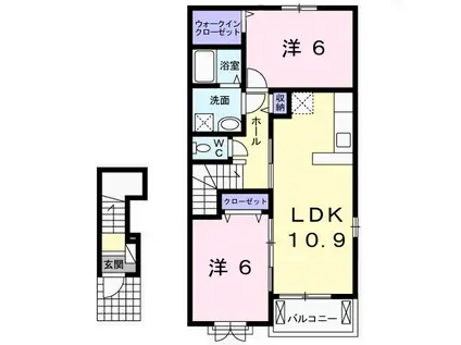グランパール富里七栄 II(2LDK/2階)の間取り写真
