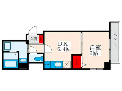 リヴェールS.A(1DK/4階)の間取り写真