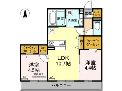 ヴェルドミール(2LDK/2階)の間取り写真