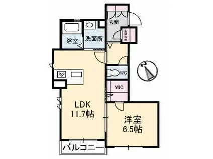ダンデライオン中野美保北A棟(1LDK/1階)の間取り写真