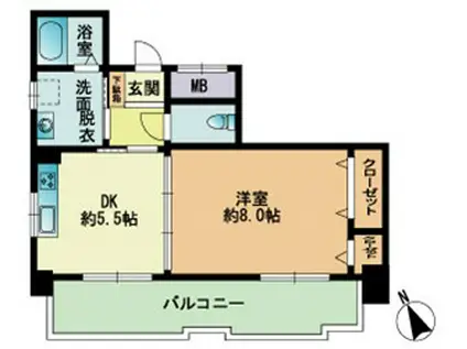 パークレジデンス(1DK/4階)の間取り写真