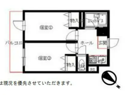 コーポ代々木上原(2K/3階)の間取り写真