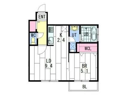 アンジュオール(1LDK/1階)の間取り写真