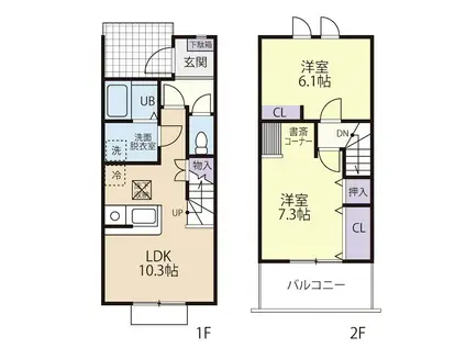 DOUX MAISON 長塚 C(2LDK/1階)の間取り写真