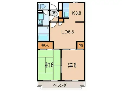 エスペランサ藤井(2LDK/4階)の間取り写真