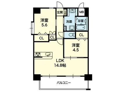 LAPIS LAZULI(2LDK/9階)の間取り写真