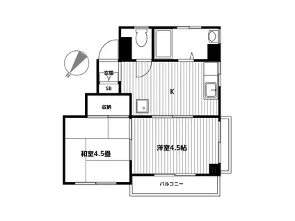 ライジングビルヨシザキ(2DK/5階)の間取り写真