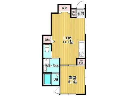 BLANC明石太寺(1LDK/1階)の間取り写真