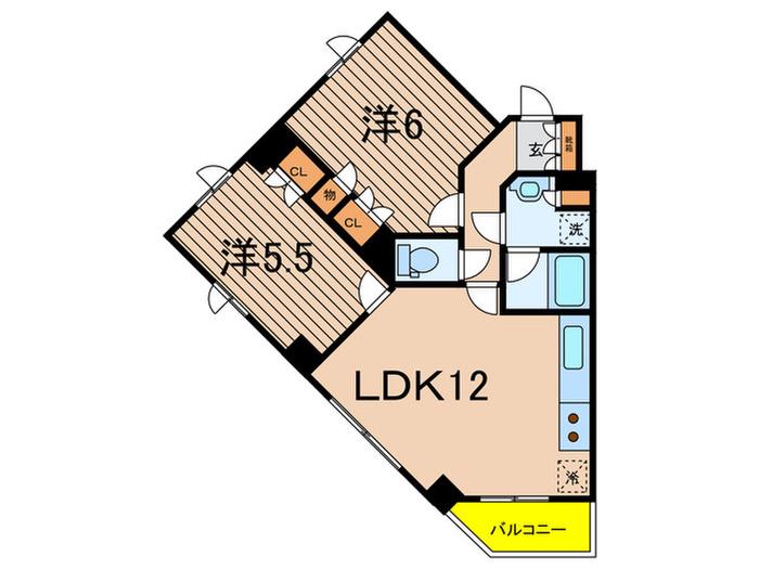 レジディア三軒茶屋(2LDK/6階)の間取り写真