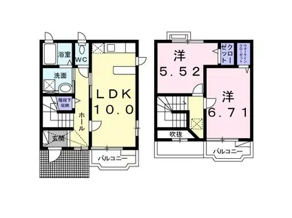 カーサ・ディーオ(2LDK/1階)の間取り写真