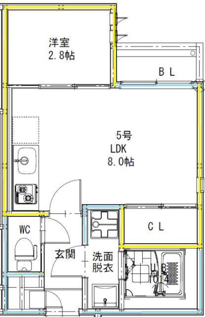 G-SMART坪井(1LDK/1階)の間取り写真