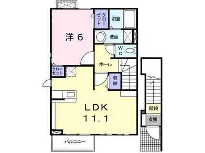 エイトヴィレッジ(1LDK/2階)の間取り写真