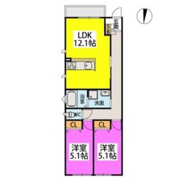 TASHIMARTERRACE(2LDK/1階)の間取り写真