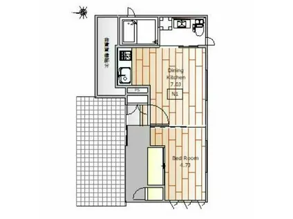 目黒SPACE N(1DK/1階)の間取り写真