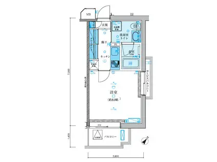 リヴシティ駒沢大学(1K/10階)の間取り写真