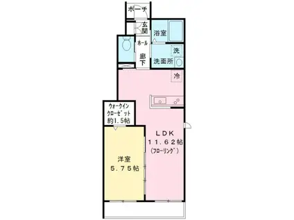 シーズンズ オリーブ(1LDK/1階)の間取り写真