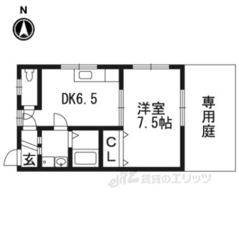 長束マンション(1DK/1階)の間取り写真