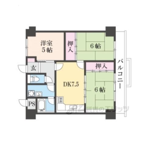 GREENRESIDENCE長浜(3DK/3階)の間取り写真