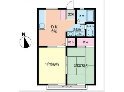 シャト-弥生A(2DK/1階)の間取り写真