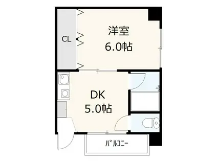 リヴィエラII(1DK/1階)の間取り写真