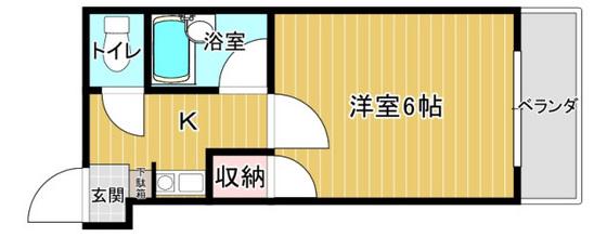 祇園ラフィーネ(1K/2階)の間取り写真