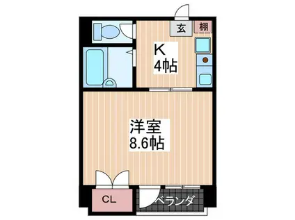 メゾンホソカワ(1K/3階)の間取り写真