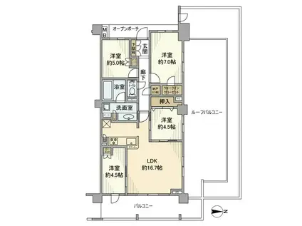 プラウドシティ元住吉(4LDK/4階)の間取り写真