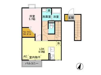 フェリーチェMARUYAMA(1LDK/2階)の間取り写真