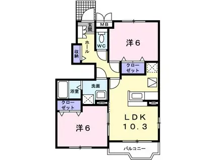 アパシーブレ I番館(2LDK/1階)の間取り写真
