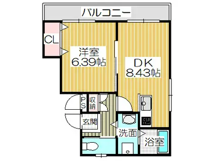 サンライズ光陽(1DK/3階)の間取り写真