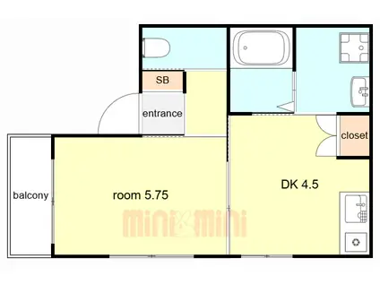 エターナルシー名谷(1K/1階)の間取り写真