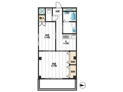仲町ハイツ(2K/1階)の間取り写真