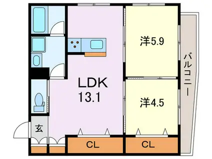 PARKSIDE RESIDENCE(2LDK/1階)の間取り写真