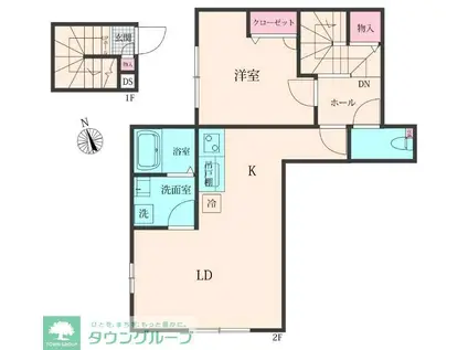カモナジョイナス C(1LDK/2階)の間取り写真