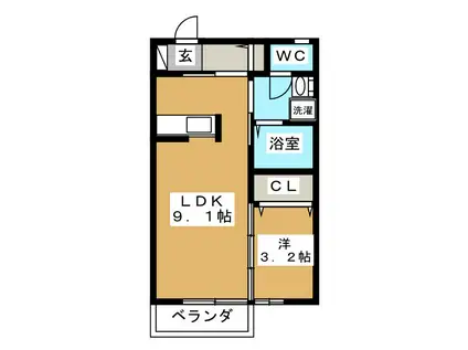 プロヌーブクラルテ(1LDK/1階)の間取り写真
