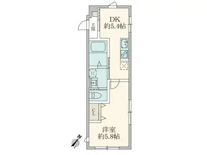 六本木ルガロ(1DK/1階)の間取り写真