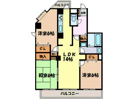 グランドハイリス本山(3LDK/1階)の間取り写真