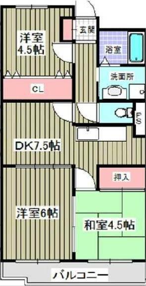 センターヒル橘(3DK/5階)の間取り写真