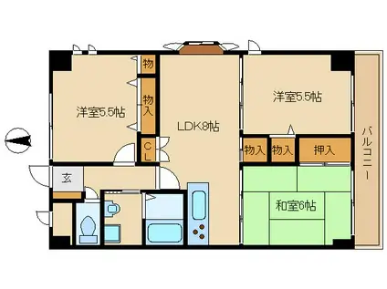 ラディエ南武庫之荘2(3LDK/2階)の間取り写真