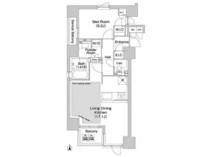コンフォリア赤坂(1LDK/5階)の間取り写真