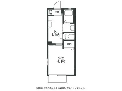 バードヒル(1K/1階)の間取り写真