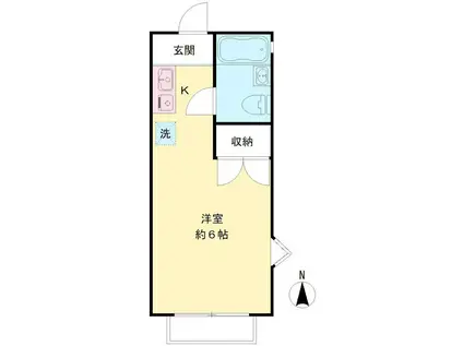 ヒルサイドB(ワンルーム/2階)の間取り写真