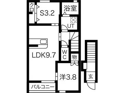BEL POSTO 星が丘 B棟(1SLDK/2階)の間取り写真