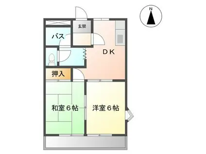 ツインハイムミサトB棟(2DK/3階)の間取り写真