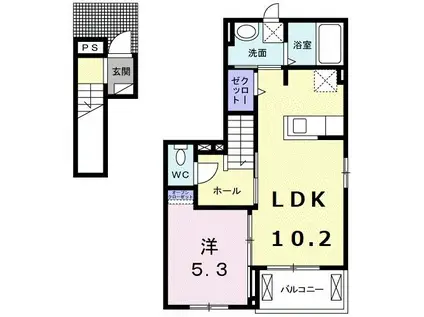 アヴェニール・寿 B(1LDK/2階)の間取り写真